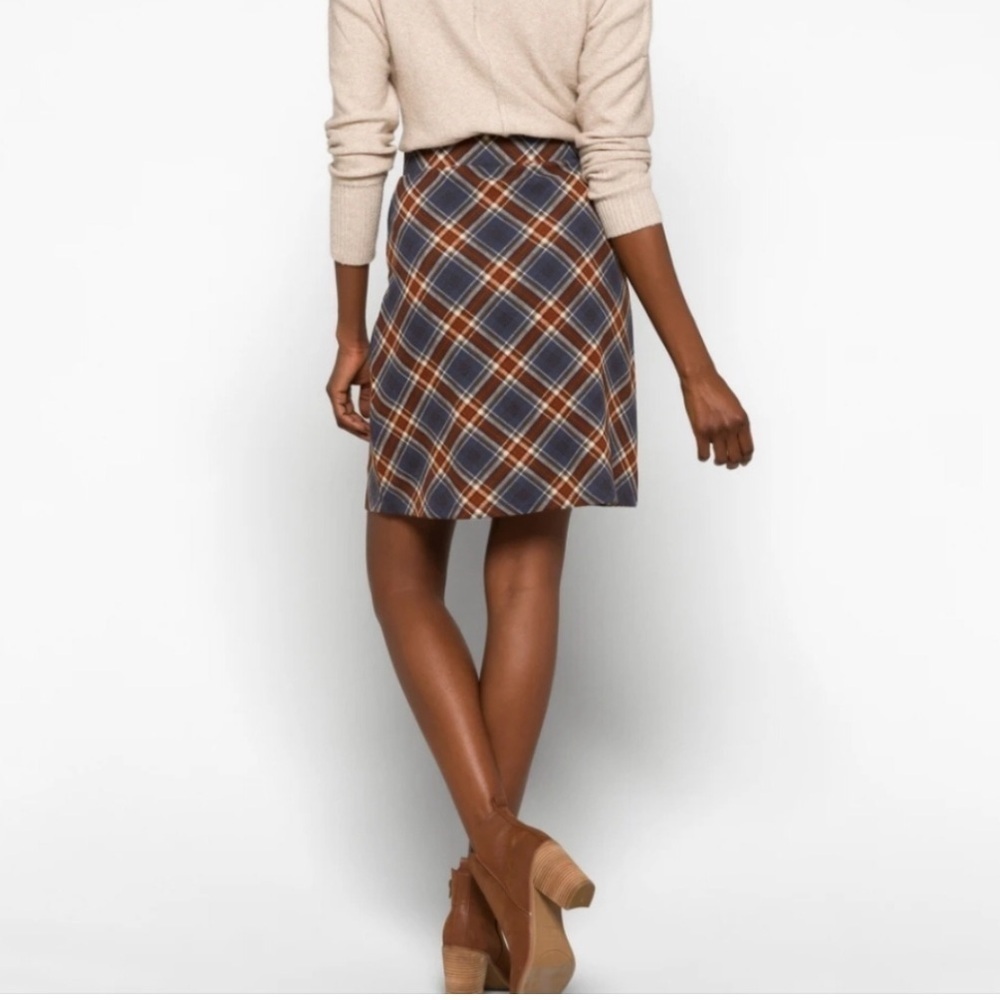 Le Lis Maura A-Line Plaid Skirt Slate Blue/ Brown Pull On Elastic Waist Size L - Picture 10 of 11